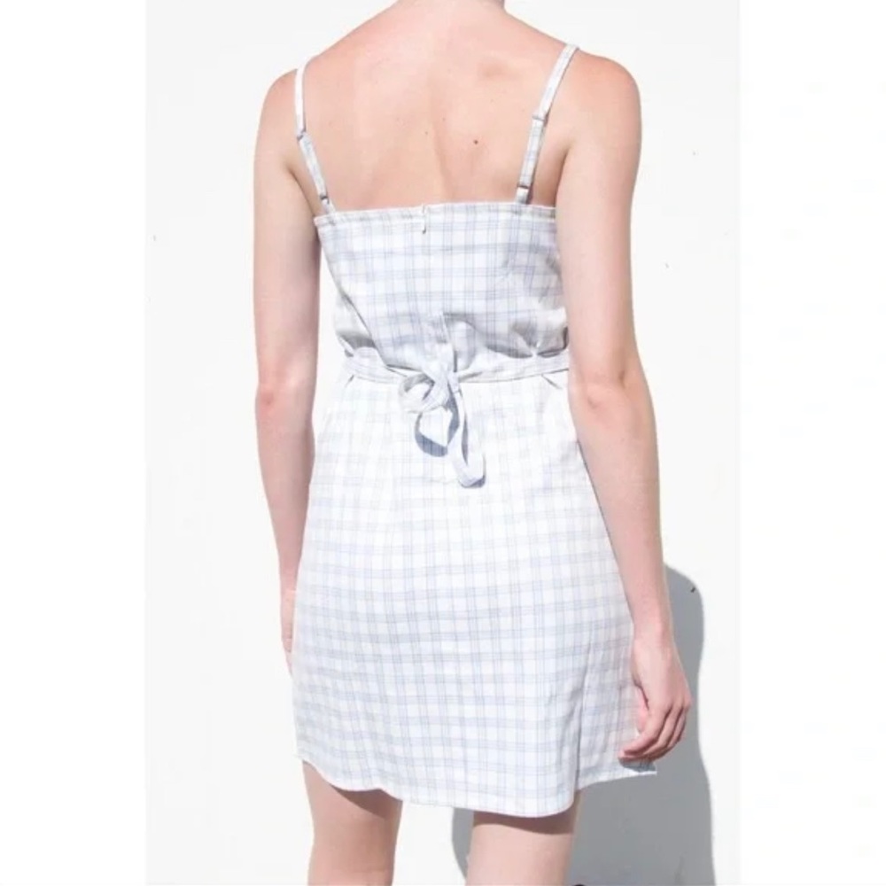 ★ Brandy Melville John Galt Colleen White Blue Paid Gingham Mini Dress ★ - Picture 11 of 14